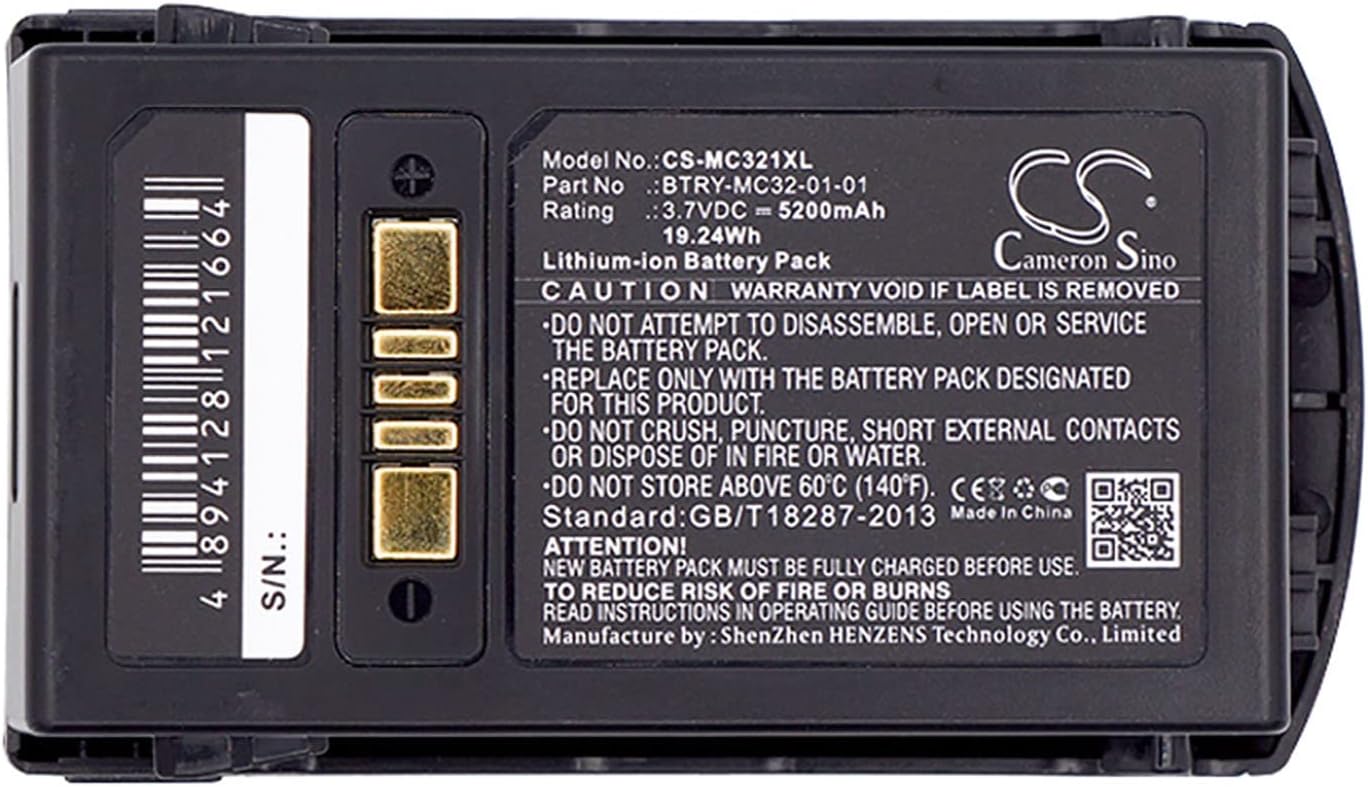 Cameron Sino Battery for Motorola MC3200, MC32N0, MC32N0-S 82-000012-01, BTRY-MC32-01-01, BTRY-MC32-52MA-10, BTRY-MC33-52MA-01 5200mAh  19.24Wh