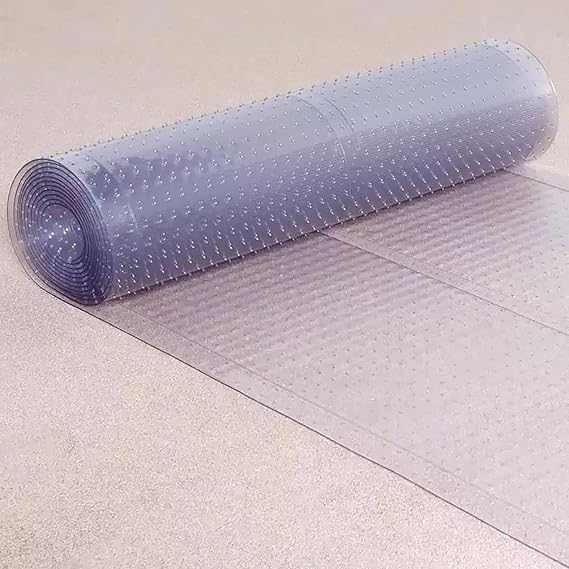 Home Must Haves Transparent Clear Vinyl Plastic Premium Deluxe PVC Ribbed Pattern Floor Runner Protector for Carpet (27" Wide)