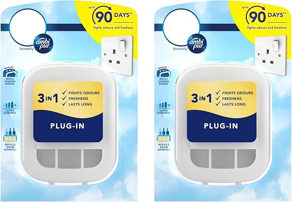Febreze Ambi Pur 3Volution Air Freshener Plug-in Diffuser Device, Ultra Control, Pack of 2