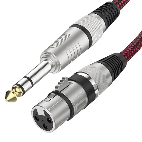 XLR Female to 6.35mm TRS Cable, 1 Meter 1/4 Inch Jack Balanced to XLR Microphone Cable Nylon Braided Professional Balanced Audio Cable for Guitar Microphone Mixer Amplifier Speaker Studio Recording