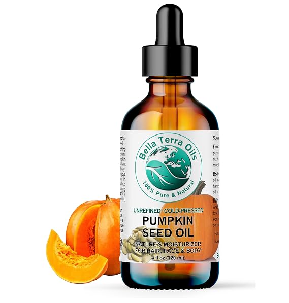 Bella Terra Oils Natural Pumpkin Seed Oil 4 oz 100% Pure & Cold-Pressed Rich in Phytosterols & Magnesium Hydrating & Nourishing for Skin & Hair Antioxidant-Rich Beauty Oil