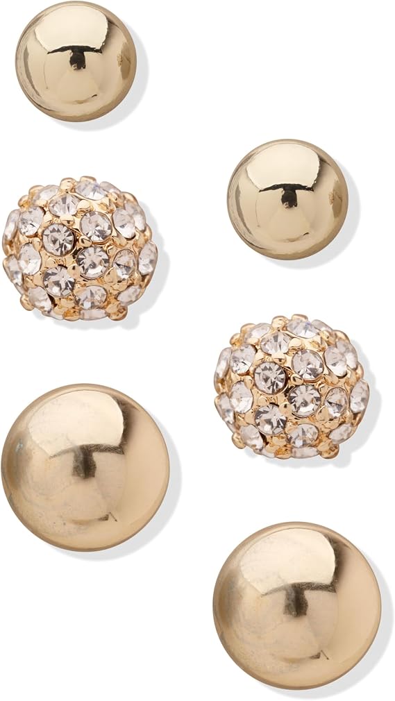 Anne Klein Women's Stud Earrings Multipack, Layered Statement Fashion Jewelry for Everyday and Evening Wear