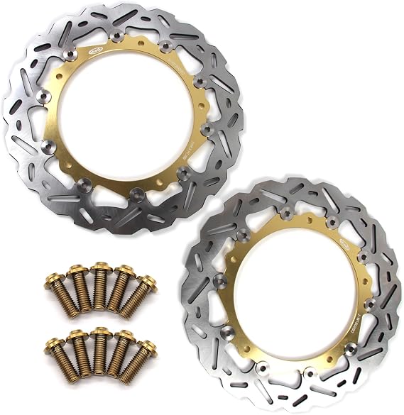 Floating Front Brake Discs Rotors W/Mounting Bolts Screws for BMW R1100S 98-06, R1150R K1200RS 2001-2006, R1150RT R1150 RS 01-05, R NINE T 14-21, R1250RT 19-22, Motorcycle Accessories Gold