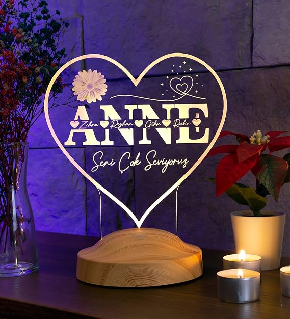 Heart Shaped Mother's Day Gift, Personalized Mother's Gift Led Lamp with Name [Energy Class A]