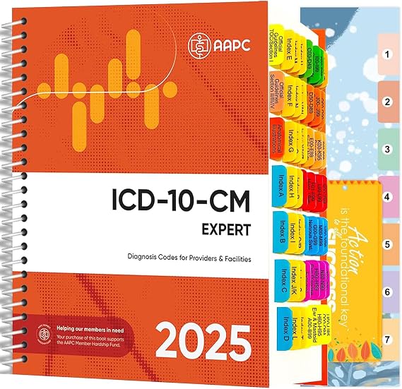 Index Tabs for AAPC Version ICD-10-CM 2025/2026 (Book not Included), The Complete Official Codebook, 56 Color Coded Clear PVC Laminated Tabs, Bookmarker, 50 ICD-10 Coding Guidelines Tabs 6 Blank Tabs