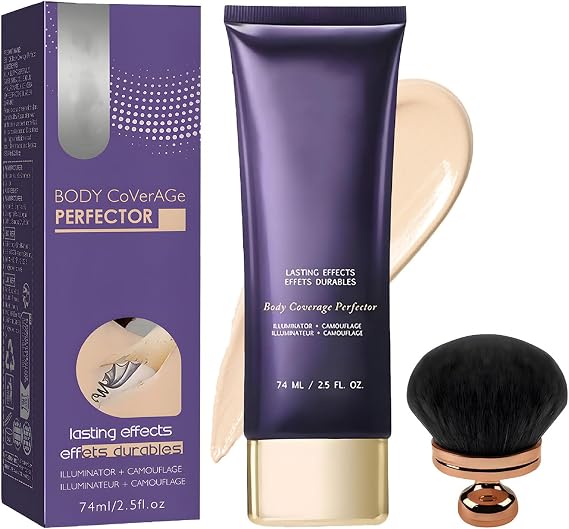 Leg Full Coverage Concealer with Brush - Body Coverage Perfector Waterproof - Tattoo Cover Up No Transfer for Body Makeup - Long-Lasting Moisturizing Body Concealer - Foundation For All Skin Tones​