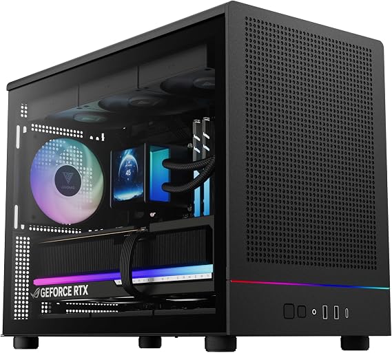 GAMDIAS MicroTower Gaming PC Case, Mesh Front Panel with RGB Strip & 3120 mm Prebuilt Fans, Supports Dual 360 mm Radiators, FrontMounted PSU, MiniITX/MicroATX, USB 3.0x2 & Type Cx1, Athena M4M