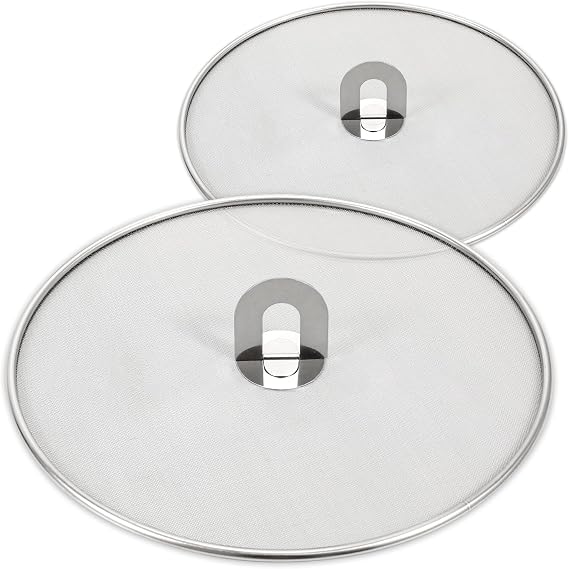 Splatter Screen for Kitchen, Stainless Steel Fine Mesh Splatter Screen for Frying Pan, 10, 13 Inch Grease Splatter Guard with Fold Flat Knob