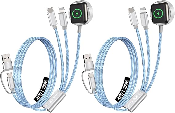 2Pack Travel Essentials,Multi Charging Cable for Apple Watch Charger Blue