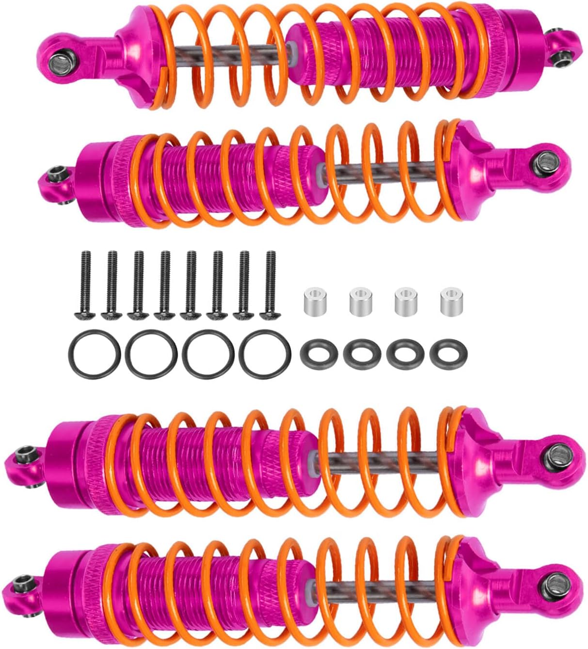 4PCS Full Aluminum Front Rear Shocks Upgrade Parts for 110 Big Rock 3s blxSenton 3s blx 550 Granite 3s blx 550 Vorteks 3s blx 550 4X4, 110 Typhon 4X4 RC Truck,Big Bore Hops Up RC ShocksRose