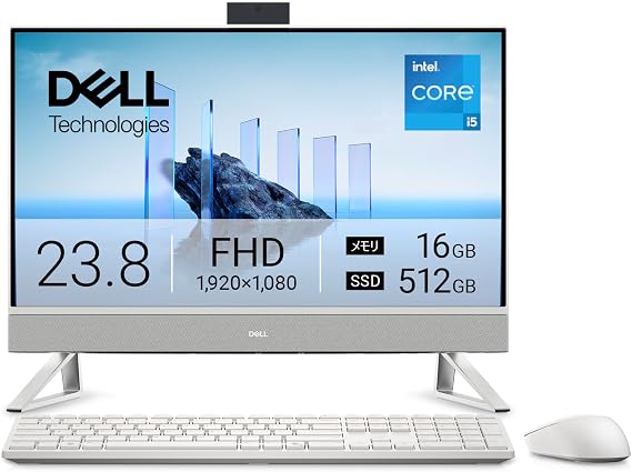 Dell 24 EC24250 23.8-Inch Desktop PC AD47-FNWA Exclusive | Intel® Core™ i5-1334U メモリ16GB SSD512GB Windows 11 パールホワイト 翌営業日対応オンサイト出張修理サービス1年HDD返却不要サービス