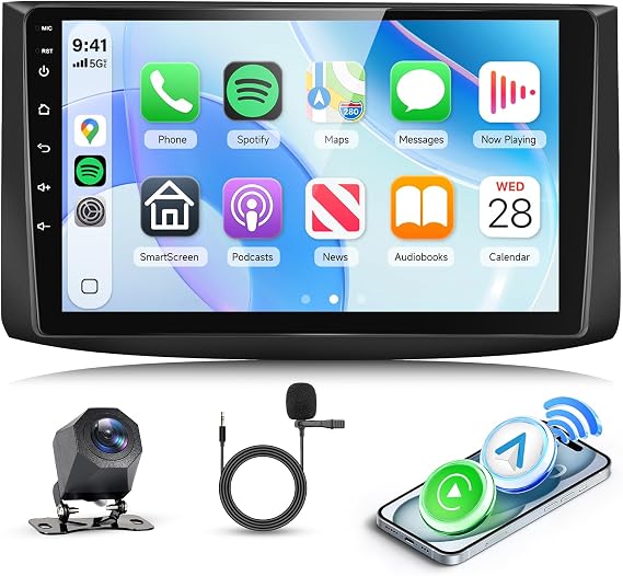 Android 15 Car Radio for Chevrolet Aveo 2006-2012 Stereo 5G WiFi 9 inch 1280x720 IPS Touch Screen with Wireless Carplay Android Auto GPS Bluetooth 5.0 EQ FM/RDS DAB AHD Backup Camera SWC