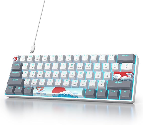 60 Percent Gaming Keyboard 61 Keys Wired Mechanical Keyboard Ultra Compact Key Board Red Switch LED Backlit for Windows Laptop Gamer