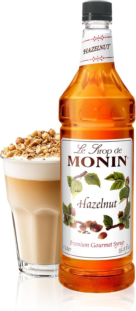 Monin Flavored Syrup, Hazelnut, 33.8-Ounce Plastic Bottle 1 Liter