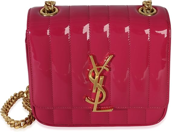 Pre-Loved Patent Matelasse Monogram Vicky Chain Bag Pink