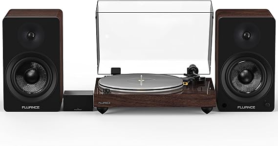 Fluance Reference RT85N High Fidelity Vinyl Turntable with PA10 Phono Preamp and Ai61 Powered 6.5" Bookshelf Speakers, Nagaoka MP-110 cartridge, 120W Class D Amplifier, Bluetooth (Natural Walnut)