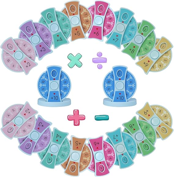 Math Fidget Spinners,Educational Math Learning Tools | 18Pcs Add.Subtr.Mult.Div.,Math Facts Fidget Toys with Phone Stand,Study Gift for 1-5th Graders Kids,Math Stocking Stuffers