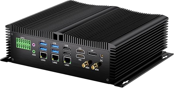 Thdeukoty Industrial Mini Pc with 13th Gen Core i7-1355U(10C/12T), 32G DDR5 RAM 512G NVME Pcie 4.0 SSD, WIFI6, BT5.2, 4xUSB3.0, 3x2.5G LAN, 8xCOM, SIM, GPIO, P/S2 Ports, Win 11 Pro Fanless Computer