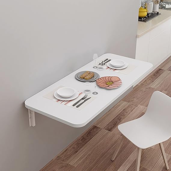 Laundry Folding Table Wall Mounted Folding Table Folding Kitchen Table Heavy Duty Folding Wall-Mounted Drop-Leaf Table With Bracket Portable Wall Table Wall Table For Kitchen Laundry Room Dining Room