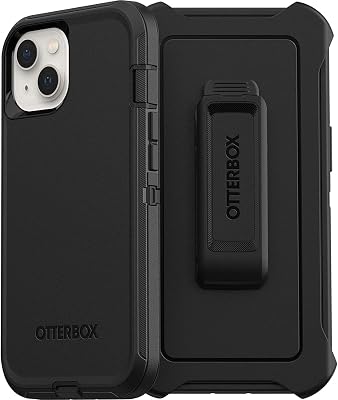 OtterBox iPhone 13 ONLY Defender Series Case - Black, Rugged & Durable, with Port Protection, Includes Holster Clip Kickstand