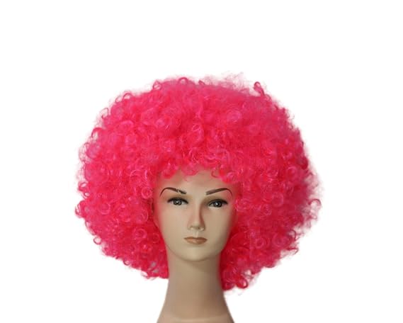 60S 70s Funky Afro Fancy Funny Wig Costume Accessory Unisex Adult Halloween Party Cosplay Anime Pink