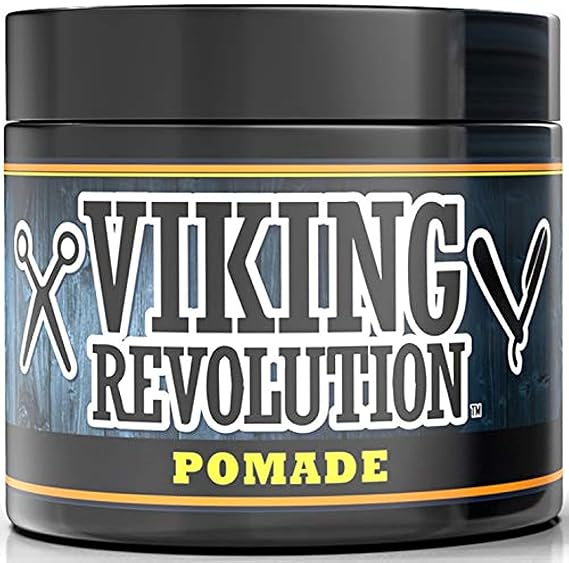 Viking Revolution Hair Pomade for Men - Firm Hold - 4 oz | Firm, Strong Hold for Classic Styling - High Shine Finish - Water-Based, Easy Wash Out - Long-Lasting Control