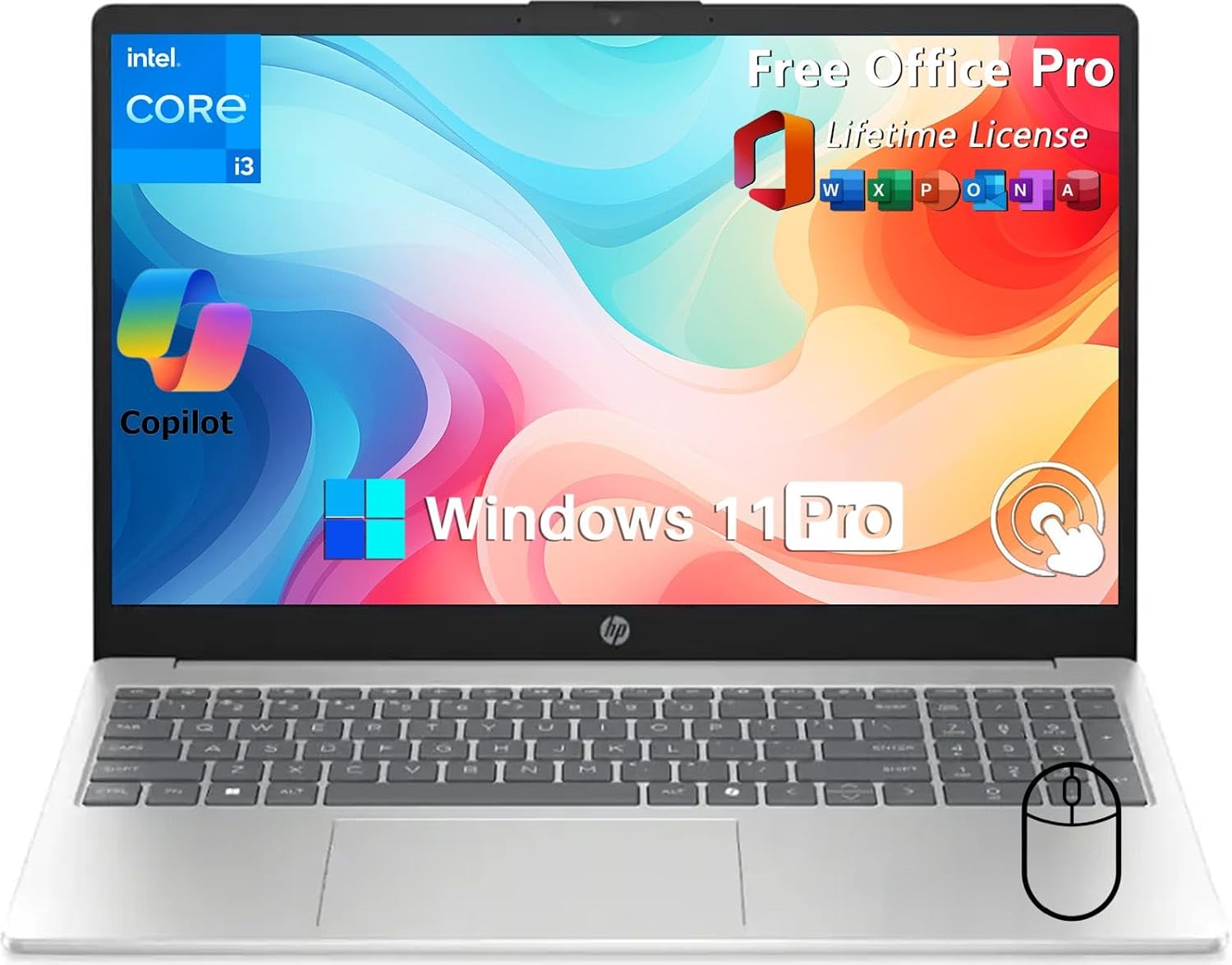 HP 15.6 Touchscreen Business Laptop Computer, Intel 13th Core i3-1315UUp to 4.5GHz, 16 GB RAM, 1 TB SSD, UHD Graphics, Long Battery Life, Windows 11 Pro & Office Pro Lifetime License, Copilot