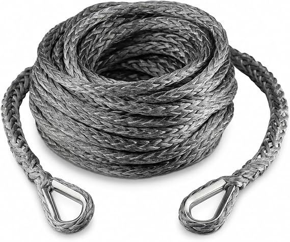 Ucreative 3/8" x 50' Synthetic Winch Extension Rope Gray