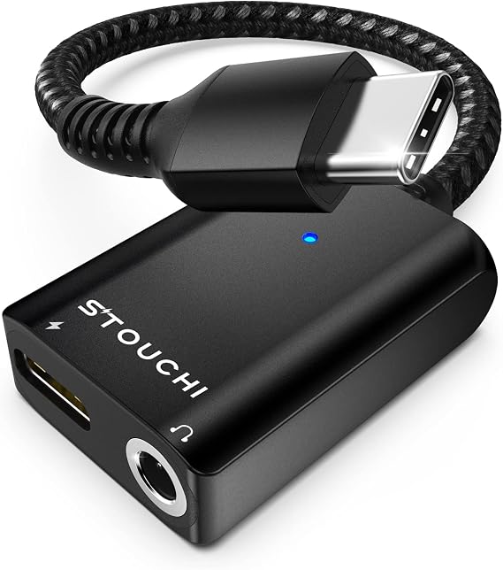 Stouchi 2-in-1 USB C to 3.5mm Headphone Charge Adapter AUX Mic Jack