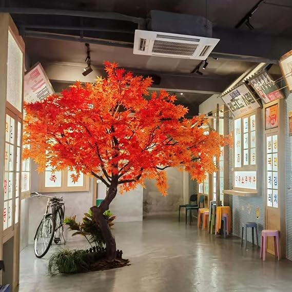 Artificial Red Maple Tree for Japanese Garden Aesthetic Large Scale Decoration Modern Home Office Living Room Floor Decor 1.8x1.2m/5.9x3.9ft