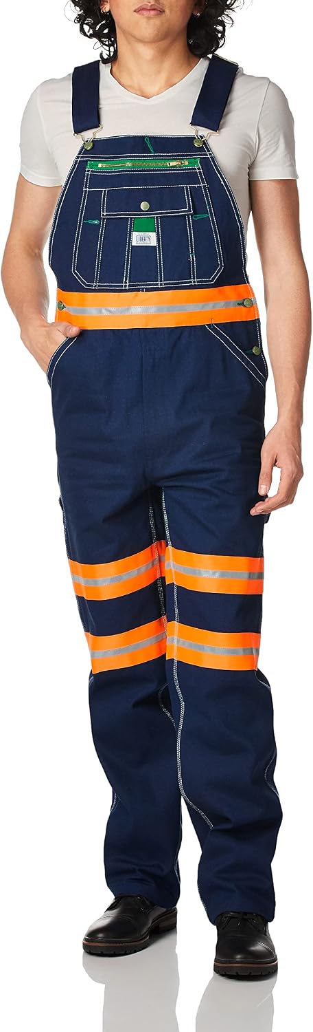 Liberty mens Hi-vis Bib overalls and coveralls workwear apparel, Hi-vis Orange, 30W x 32L US