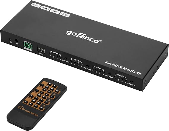 gofanco 4K60Hz 4x4 HDMI Matrix Switch (Matrix44HD2-BSC)