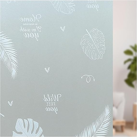 Window Privacy Film,Frosted Glass Window Privacy Film,Decorative Window Film,Removable, Peep-Proof, Static Cling, Heat Control, UV Protection, Anti-Gl(Size:120cm*200cm,Color:White leaves)