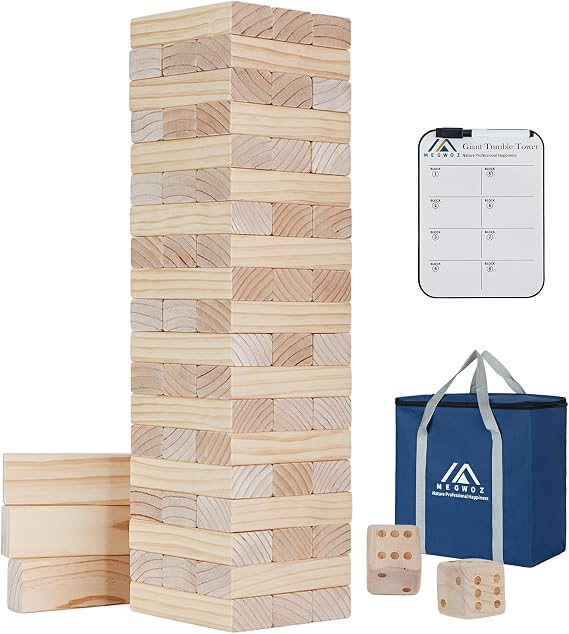 Megwoz XL Size Tumble Tower 57 Blocks Up to 5FT in&Outdoor Games for Family