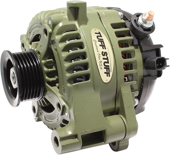 Tuff Stuff Alternator, 250 amp, 12V, External Regulator, 6 Rib Serpentine Pulley, Army Green, Jeep Wrangler JK 2012-18, Each (7516G)