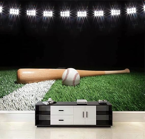 Baseball Stadium 3D Large Photo Wallpaper, Baseball Fan Wall Murals, Mural Wallpaper for Living Room Bedroom TV Background Office Decor - 177.16"x 120"(W x H)