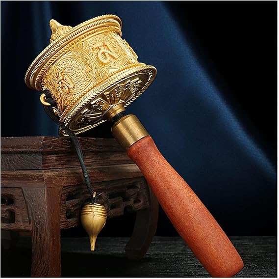 handheld prayer, Tibetan Prayer Wheel,Hand Held Prayer Wheel Buddhist Prayer Wheel Kuan Yin Sutra Nning Cylinder Silent Wooden Handle Hand Cranked Prayer Wheel Six Words Of Truth