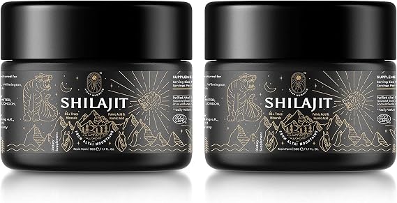 Shilajit Resin with Fulvic Acid & Trace Minerals, Original Siberian Pure Shilajit with 85+ Humic Acid Supplement, Support Metabolism & Immune System, Pack of 2