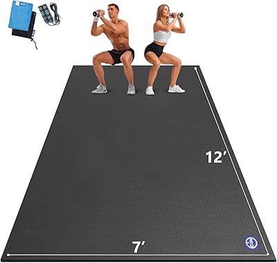 MRO Extra Large Exercise Mat 12x79x77x77x57mm, High-Density Workout Mats for Home Gym Flooring, Non-Slip, Extra Thick Durable Cardio Mat, Ideal for Plyo, MMA, Jump Rope - Shoe Friendly