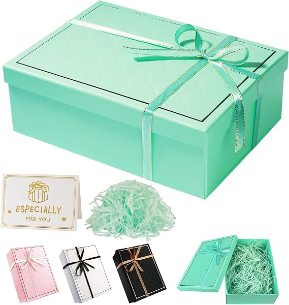 Green Gift Boxes for Presents, 25x18x8.5cm Birthday Gift Box