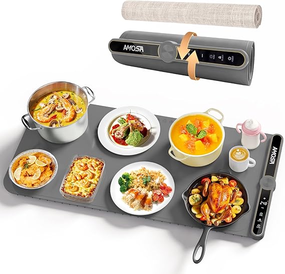 AMOSA Warming Mat for Food, Extra Large Roll Up Food Warming Mat