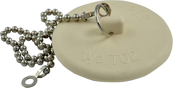Danco Tub Drain Stopper, 1-3/8 in, Rubber, White (80783)