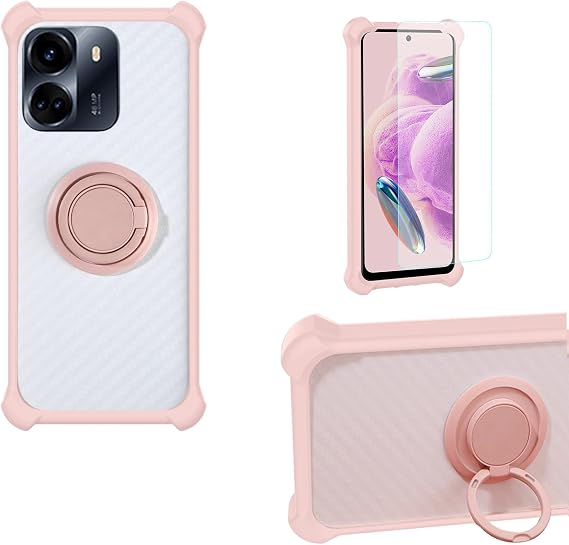 bojioderf Case Compatible for Benco V91 Phone Case Cover PC backplane + Silicone Soft Frame Cover [360 Metal Ring, Magnetic Car Mount] CSKB-Fen