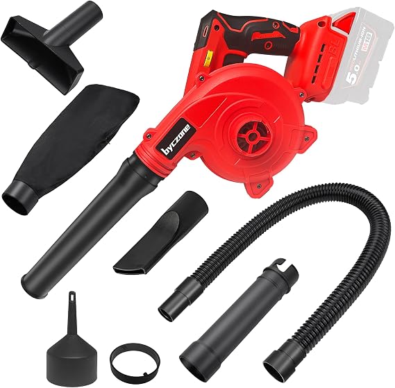 Cordless Leaf Blower for Milwaukee Battery,2-in-1 Handle Electric Blower + Vacuum Cleaner, 6 Variable Speed Up to 180MPH,Electric Jobsite Air Blower with Brushless Motor (Only Tools)