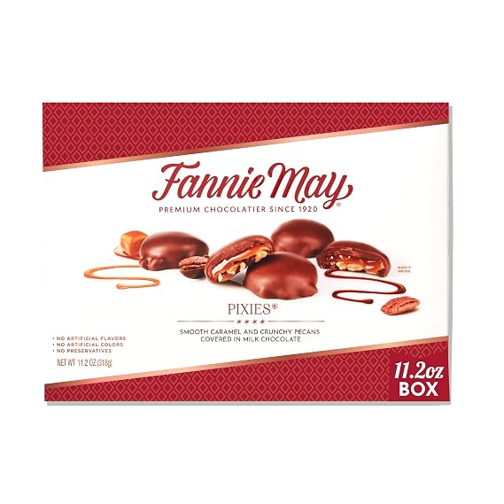 Fannie May Premium Chocolate Candy Pixies, Chocolate Caramel Pecan, 11.2 oz