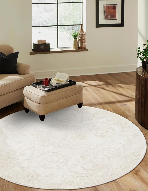 Unique Loom Finsbury Collection Area Rug - Diana (5' 3" Round Ivory/Beige)