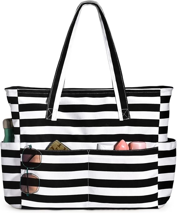oscaurt Beach Bags for Women Large Waterproof Sandproof Beach Tote Swim Pool Bag with Zipper for Travel Vacation Essentials