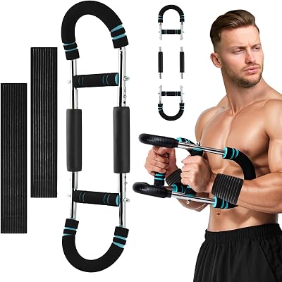 TWI-Ster Arm Trainer Adjustable Power TWI-Ster Bar with 2pcs Wrist Bands Chest Shoulder Arm Workout Equipment Portable Detachable Upper Body Fitness Machine