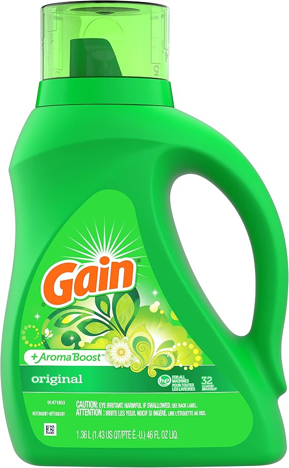Gain + Aroma Boost Laundry Detergent Liquid Soap, Original, 32 Loads 46 Fl Oz