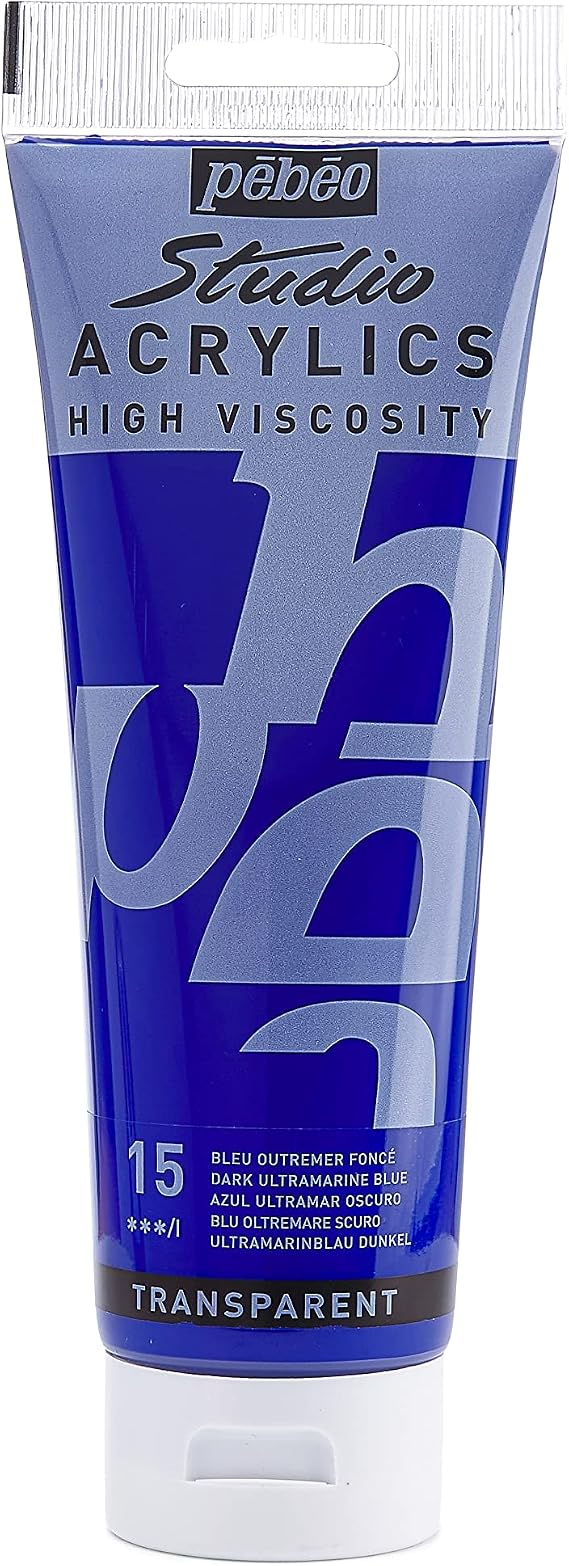 Pebeo Studio Acrylics High Viscosity, Fine Acrylic, 250 ml - Dark Ultramarine Blue, 8.45 Fl Oz (Pack of 1)